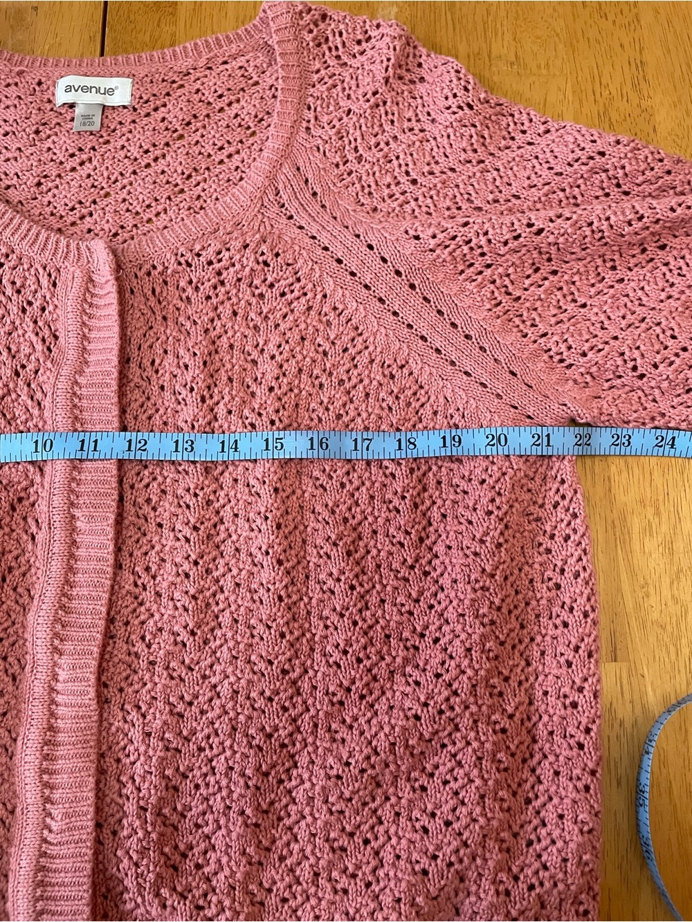 Avenue Blush Pink Open Knit Cardigan Sz. 18/20 - Picture 9 of 13